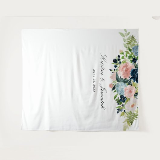 Tenture Élégant Mariage floral bleu bleu bleu rose rose (Devant (Horizontal))