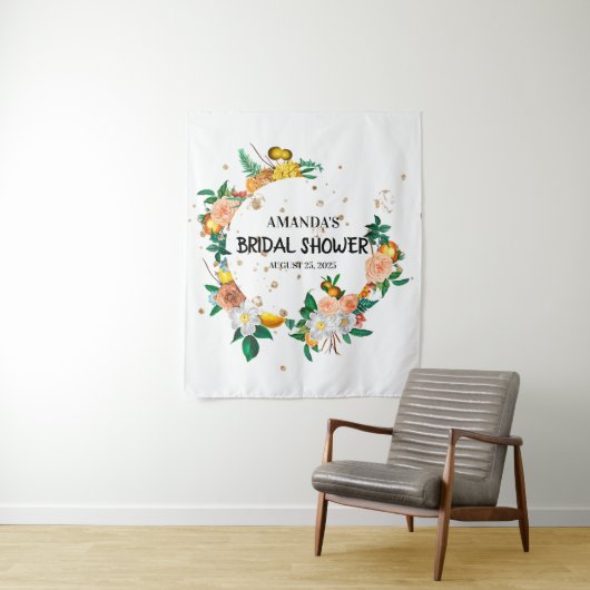 Tenture Elégant Mariage Floral Photo Booth fond (En situation)