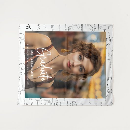 Tenture Elégant mathématiques blanches - photo écrite à la (Devant (Horizontal))