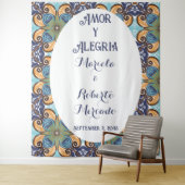 Tenture Elégant mexicain Floral Talavera Mariage fond (En situation)