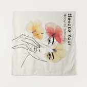 Tenture Élégant minimal ligne d'art Fleurs de visage Beaut (Devant (Horizontal))