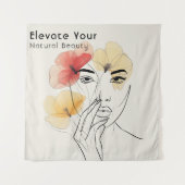 Tenture Élégant minimal ligne d'art Fleurs de visage Beaut (Devant)