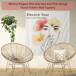 Tenture Élégant minimal ligne d'art Fleurs de visage Beaut