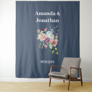 Tenture Elégant minimaliste Mariage bleu marine arrière-pl