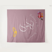 Tenture Élégant Monogramme Mariage Catholique Deux Cœurs (Devant (Horizontal))