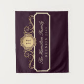 Tenture Élégant Monogramme Or Reunion Famille Vin Bourgogn (Devant)