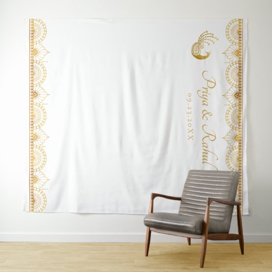 Tenture Élégant Motif d'or Mariage indien (En situation (horizontale))