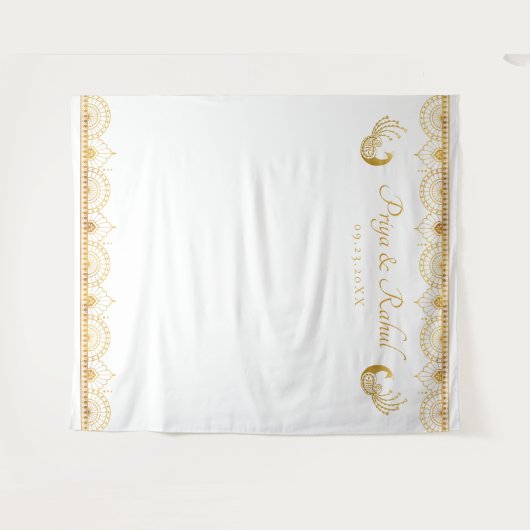 Tenture Élégant Motif d'or Mariage indien (Devant (Horizontal))