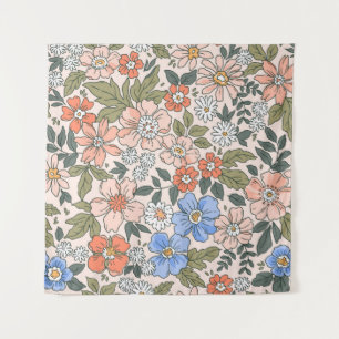 Tenture Elégant motif floral dans les petites fleurs dessi
