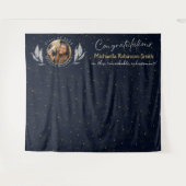 Tenture Elegant Navy Gold Félicitations Graduation Party (Devant (Horizontal))