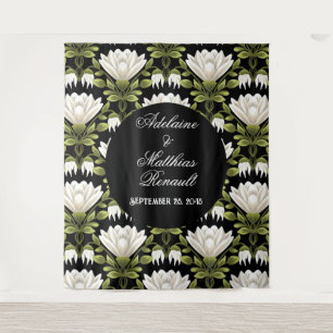 Tenture Elégant noir & blanc Mariage floral : Calligraphie