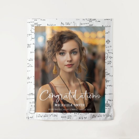 Tenture Elégant noir blanc math photo Graduation (Devant)