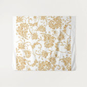 Tenture Élégant or blanc floral (Devant (Horizontal))