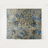 Tenture Elégant or Mandala Fleurs Bleu Nebula (Devant (Horizontal))