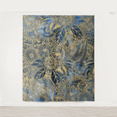 Tenture Elégant or Mandala Fleurs Bleu Nebula (Devant)