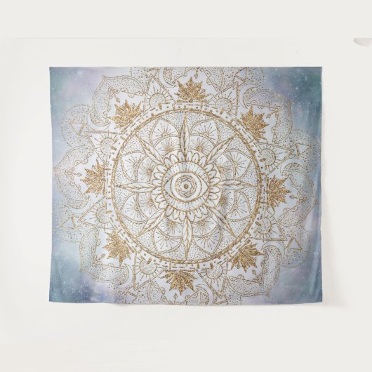 Tenture Elégant or Oeil Soleil Lune Mandala Design (Devant (Horizontal))