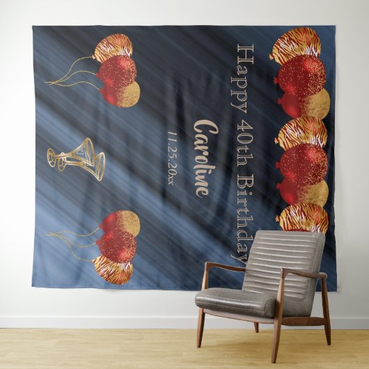 Tenture Elégant or & Parties scintillant Ballons rouges An (En situation (horizontale))