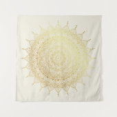 Tenture Elégant or sur Crème Floral Henna Mandala (Devant (Horizontal))