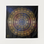 Tenture Elégant or sur Nebula noire Lotus Henna Mandala (Devant (Horizontal))