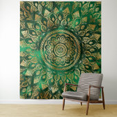 Tenture Élégant or vert Mandala Floral (En situation)