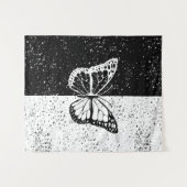 Tenture Élégant Papillon Stars Noir Blanc Jour et nuit (Devant (Horizontal))