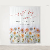 Tenture Élégant Pastel Pink Boho Fleur sauvage Mariage (Devant)