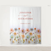 Tenture Élégant Pastel Pink Boho Fleur sauvage Mariage (Devant)