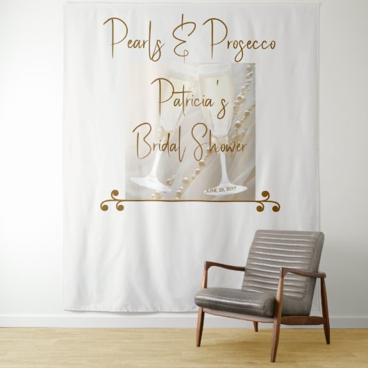 Tenture Elégant Pearls & Prosecco Douche nuptiale Contexte (En situation)