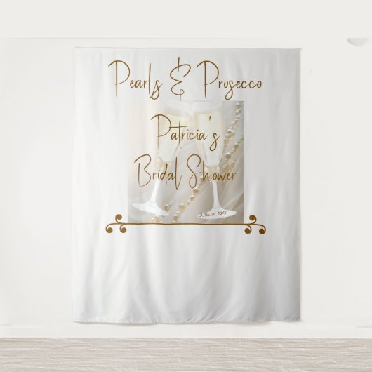 Tenture Elégant Pearls & Prosecco Douche nuptiale Contexte (Devant)