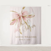 Tenture Elegant Pink & Gold Coquette Sweet 16th Backdrop (Devant)