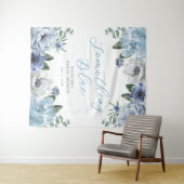 Tenture Élégant quelque chose Blue Floral Fête des mariées (En situation (horizontale))