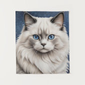 Tenture Élégant Ragdoll Chat Portrait Oeil Bleu (Devant)