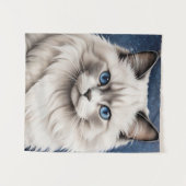 Tenture Élégant Ragdoll Chat Portrait Oeil Bleu (Devant (Horizontal))