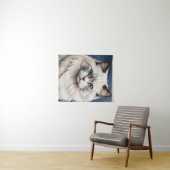 Tenture Élégant Ragdoll Chat Portrait Oeil Bleu (En situation (horizontale))
