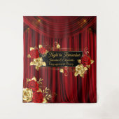 Tenture Elegant Red & Gold Floral Engagement Backdrop (Devant)