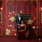 Tenture Elegant Red & Gold Floral Engagement Backdrop