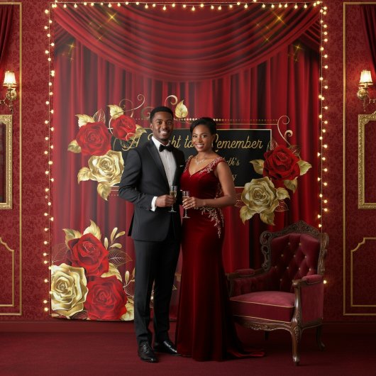 Tenture Elegant Red & Gold Floral Engagement Backdrop