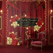 Tenture Elegant Red & Gold Floral Engagement Backdrop