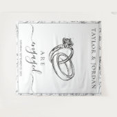 Tenture Elegant Rings We Are Engaged Wedding Backdrop (Devant (Horizontal))