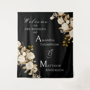 Tenture Élégant Rose chic Monogramme noir
