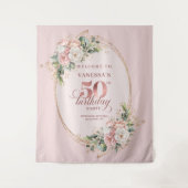 Tenture Elegant Rose Gold Blush Floral 50th Birthday   (Devant)