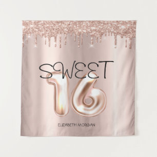Tenture Élégant Rose Gold Drips Rose Gold Sweet 16