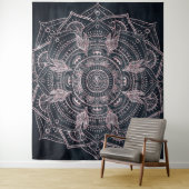 Tenture Elégant Rose Gold Mandala Gray Nebula Design (En situation)