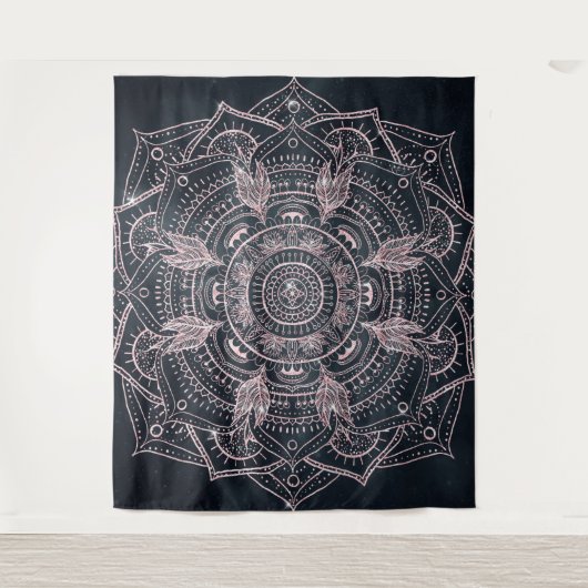 Tenture Elégant Rose Gold Mandala Gray Nebula Design (Devant)
