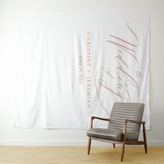 Tenture Élégant Rose Gold Script Calligraphie Mariage blan (En situation (horizontale))