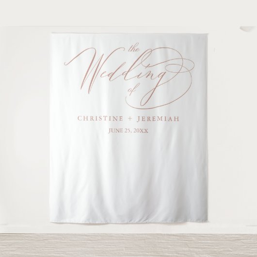 Tenture Élégant Rose Gold Script Calligraphie Mariage blan (Devant)