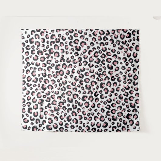 Tenture Élégant Rose Léopard Noir Motif (Devant (Horizontal))