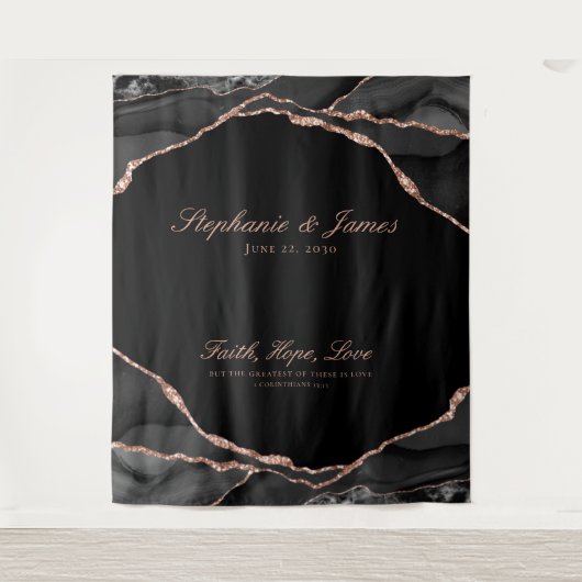 Tenture Élégant Rose noir Gold Foil Mariage Agate (Devant)