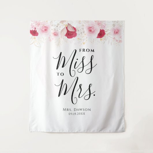 Tenture Elégant rose & or Fête des mariées florale fond (Devant)