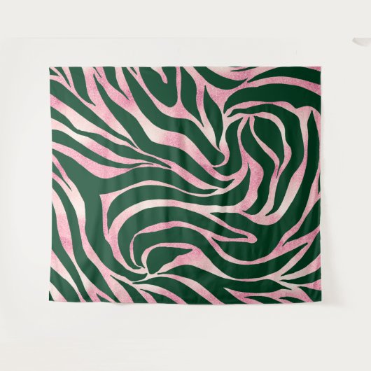Tenture Elégant Rose vert Parties scintillant or Zebra (Devant (Horizontal))